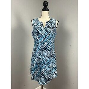 Jude Connally Allison Dress Blue Multi Brush Strokes Print Women's Medium